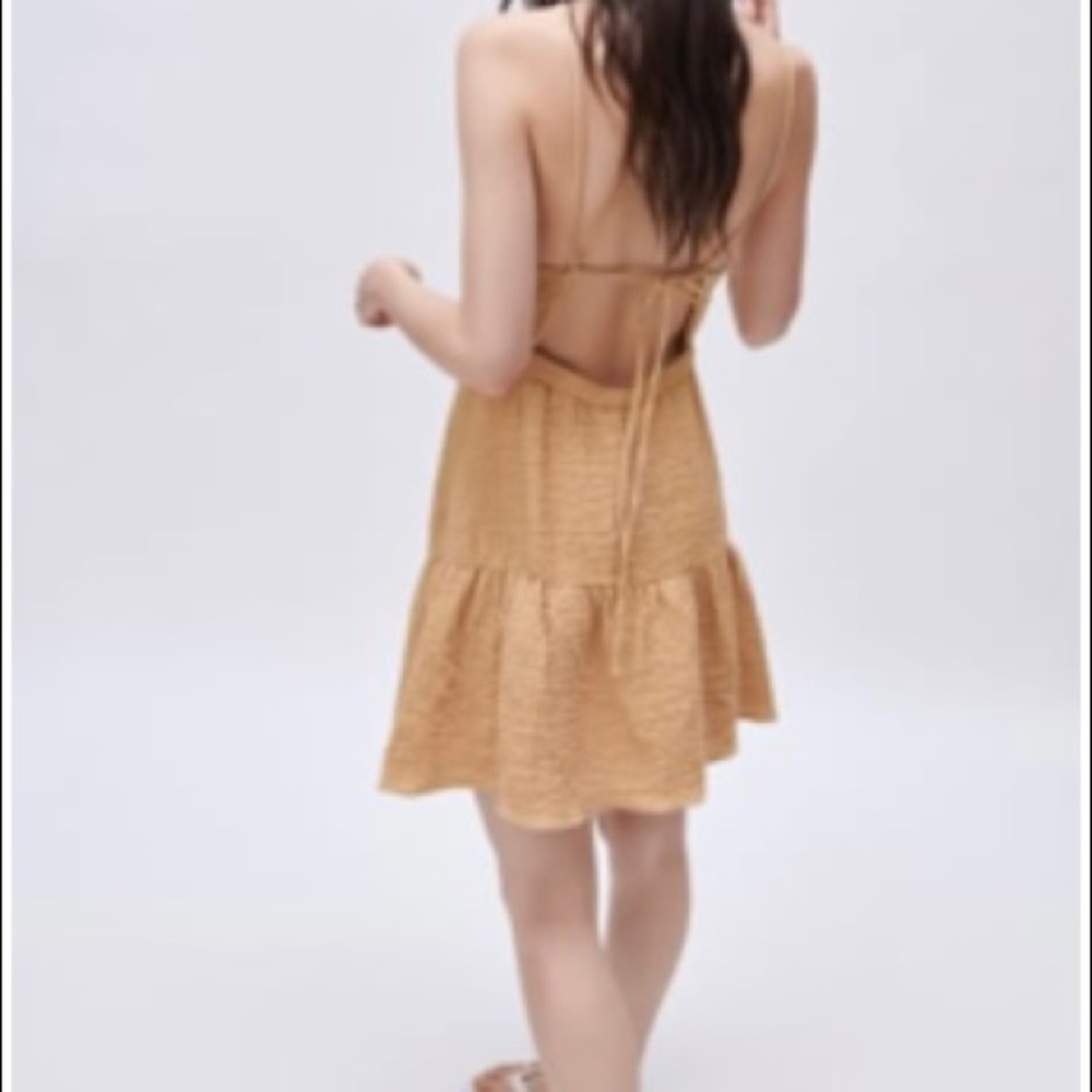 Zara tan gauze dress